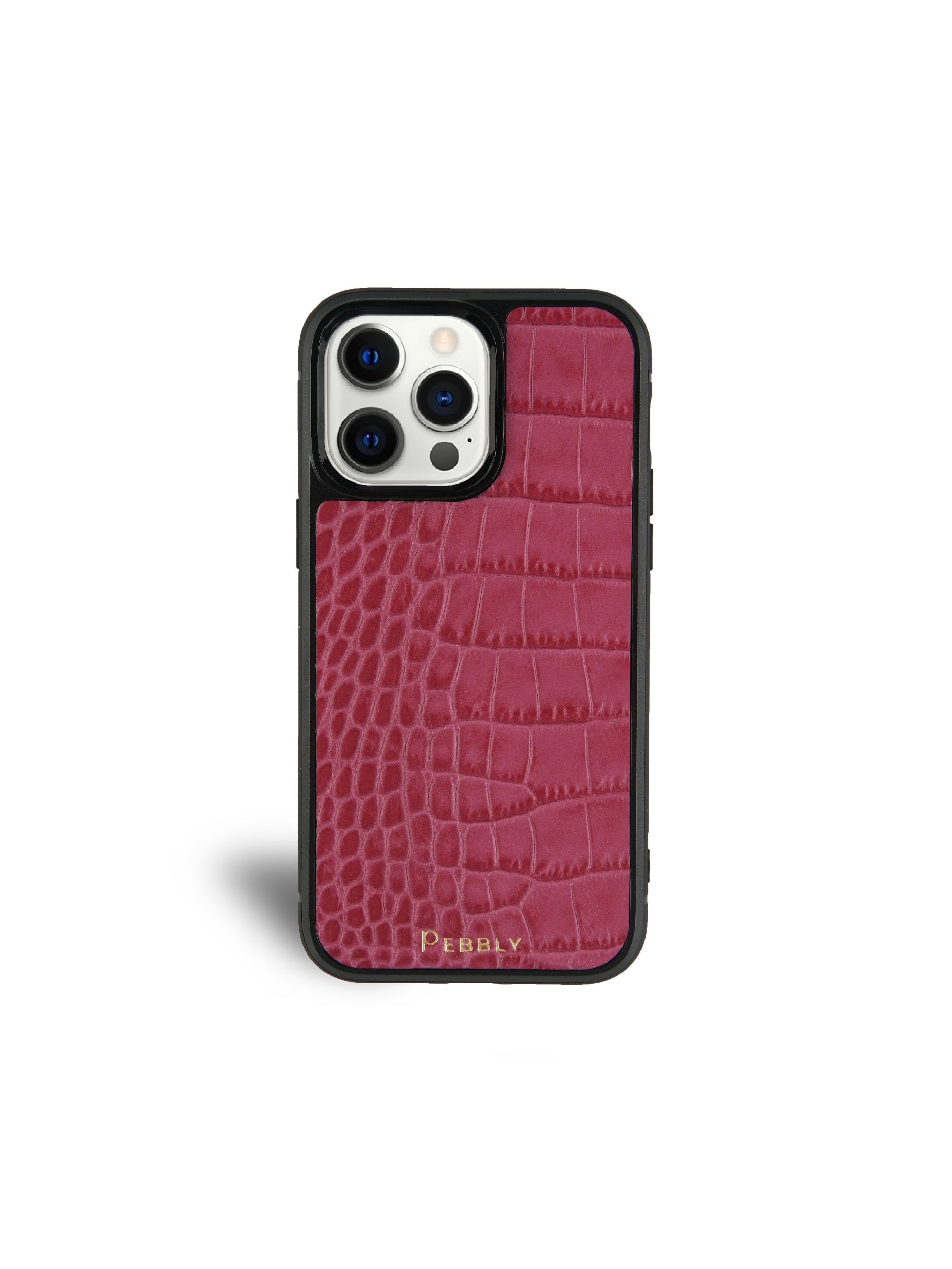 Coral Pink Croc iPhone 12 Pro Max Leather Case Pebbly