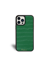 Load image into Gallery viewer, Limited edition Forest Green Croc iPhone 14 Pro Case
