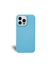 Load image into Gallery viewer, Sky blue Pebbled Leather iPhone 14 Pro Case
