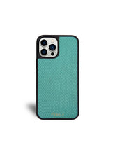 Load image into Gallery viewer, Turquoise Snake Suede case for iPhone 13
