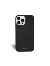 Load image into Gallery viewer, Black Pebbled Leather iPhone 13 Case
