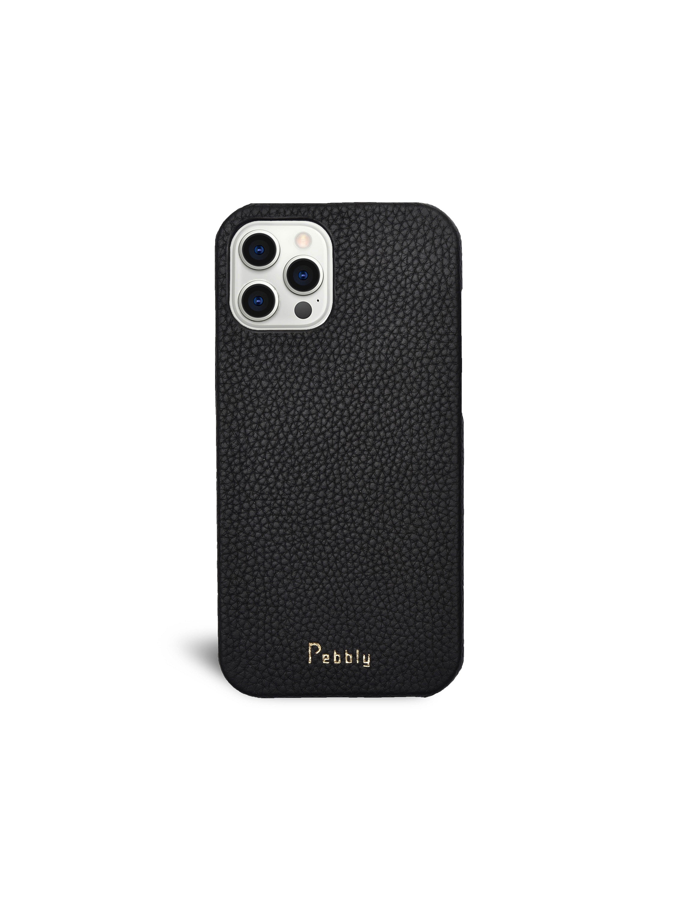 Black Pebbled Leather iPhone 12 Pro Case