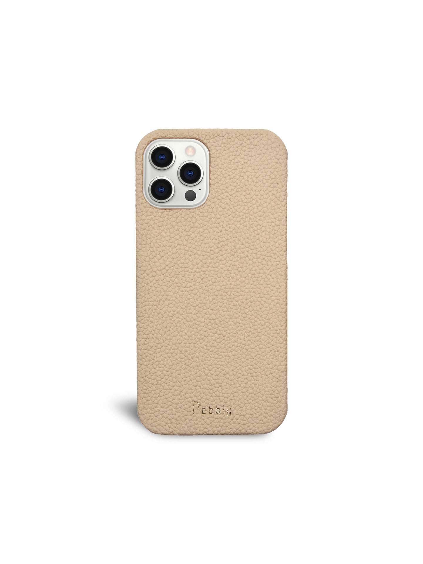 Nude white Pebbled Leather iPhone 12 Case