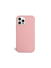 Load image into Gallery viewer, Pink Lily Pebbled Leather iPhone 12 Case
