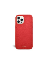 Load image into Gallery viewer, Cherry Red Pebbled Leather iPhone 12 Pro Max Case
